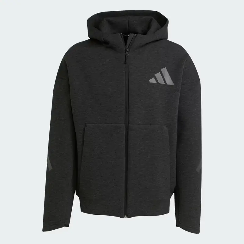 Z.N.E. adidas Felpa con cappuccio Premium a zip intera Black Melange miniatura 4