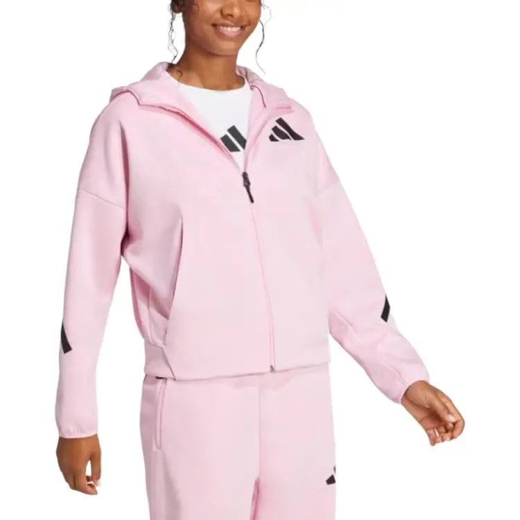 Z N E Felpa con Cappuccio Full-Zip Rosa Vero Donna Streetwear JC5393 M miniatura 2