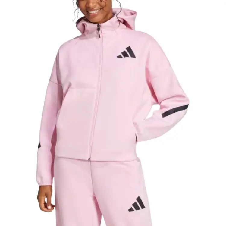 Z N E Felpa con Cappuccio Full-Zip Rosa Vero Donna Streetwear JC5393 S miniatura 3
