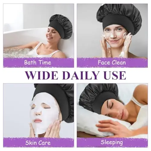 Admygo Berretto in Raso per Capelli da Notte con Elastici e Biglietti per Capelli, Cuffia Seta Capelli Notte, Adatto miniatura 3