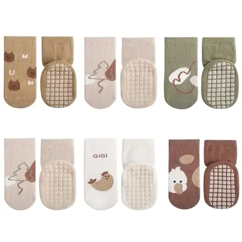 Adorel Calzini Cotone Antiscivolo Bambina Confezione da 6 pulcino dei Cartoni 3
