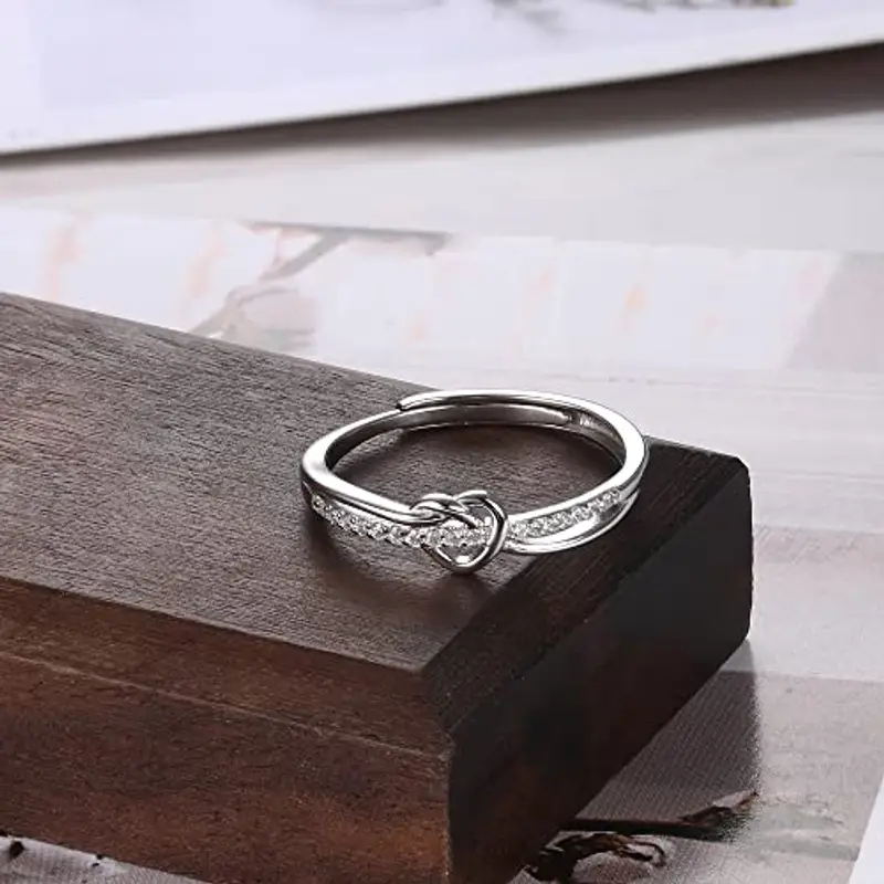 ADRAMATA Anello in Argento 925 per Donna, Anello Regolabile con Nodo d'amore, Anello di Fidanzamento in Argento 925 Regalo di Anniversario miniatura 3