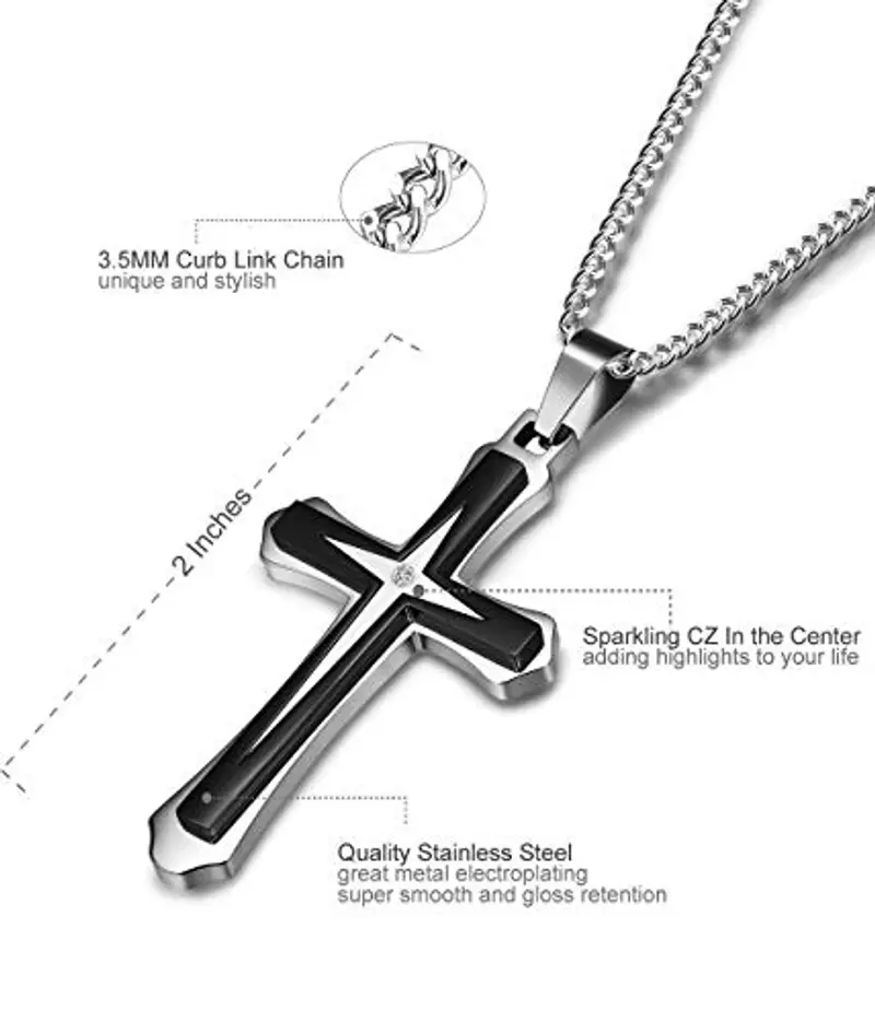 ADRAMATA Ciondolo Collana in Acciaio Inossidabile per Collana da Uomo da 3, 5 mm a Catena Lunga 22-30 Pollici miniatura 3
