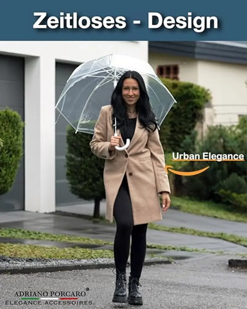 ADRIANO PORCARO - Ombrello trasparente per 2, grande ombrello trasparente, ideale per matrimoni e piccoli servizi miniatura 2