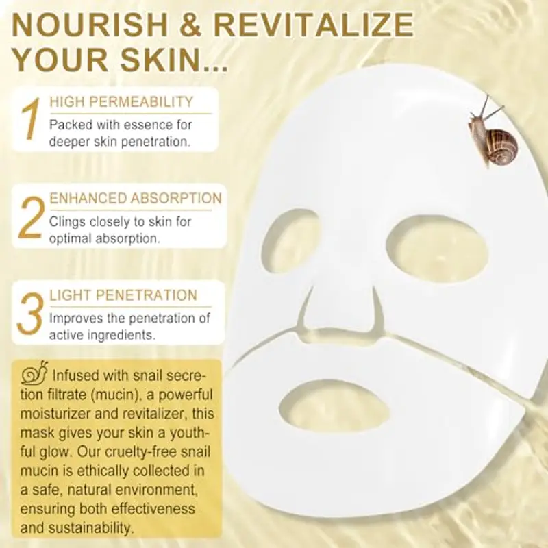 Advanced Snail Mucin Glass Glow Hydrogel Mask, Bio Collagen Real Deep Mask Overnight, riduce al minimo i pori, riduce miniatura 3