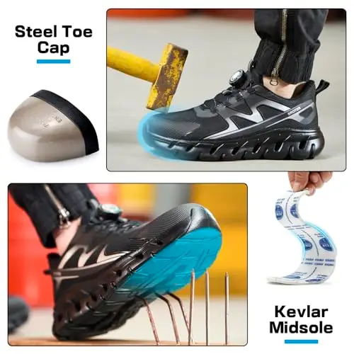 AEKYIWL Scarpe Antinfortunistiche Uomo Donna Bassa Scarpe da Lavoro Leggere Comode Antiscivolo Traspiranti Scarpe miniatura 3