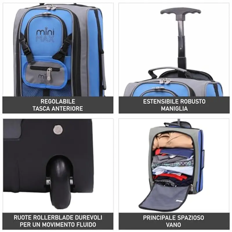 Aerolite MiniMAX Ryanair, bagaglio a mano da 18 l, 40 x 20 x 25 cm, dimensioni massime, Blu, 40x20x25 cm, Zaino miniatura 3