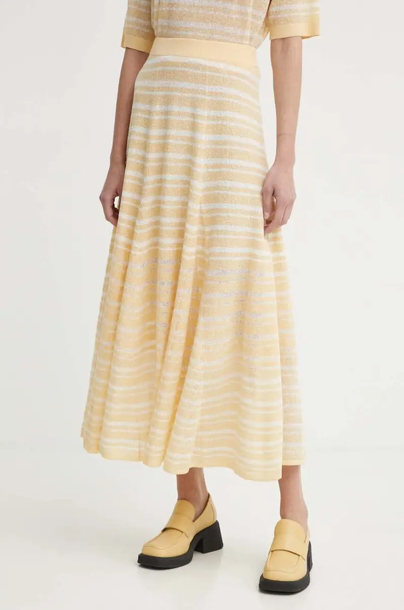 gonna con aggiunta di lino THEO colore arancione AW24SSSK216502