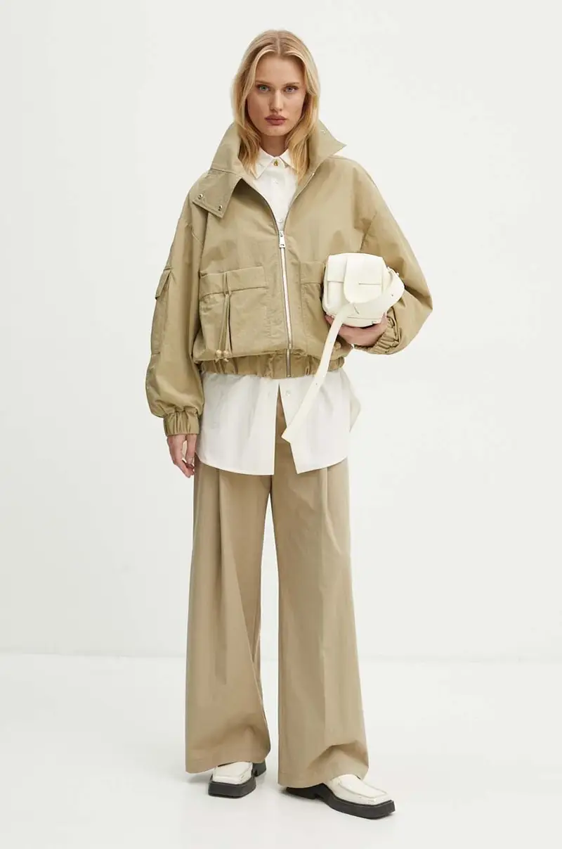 pantaloni in cotone colore beige PFPA249512 miniatura 2