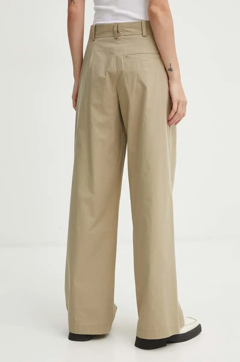 pantaloni in cotone colore beige PFPA249512 miniatura 3