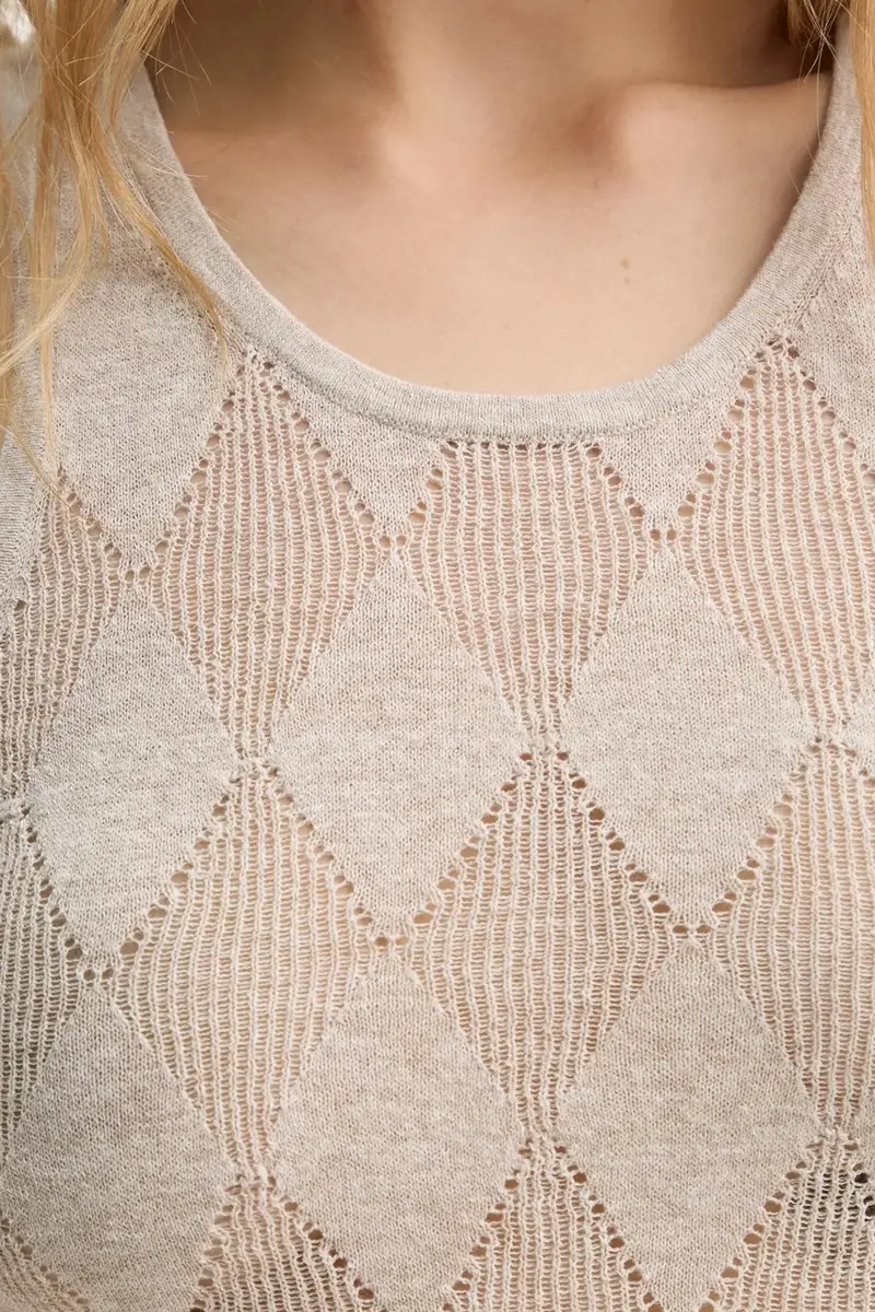 top con aggiunta di lino KISMET colore beige TO479561 miniatura 4