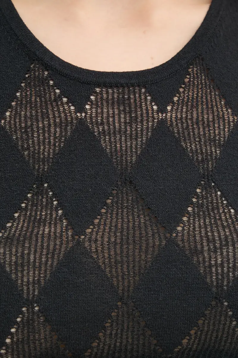 top con aggiunta di lino KISMET colore nero TO479561 miniatura 5