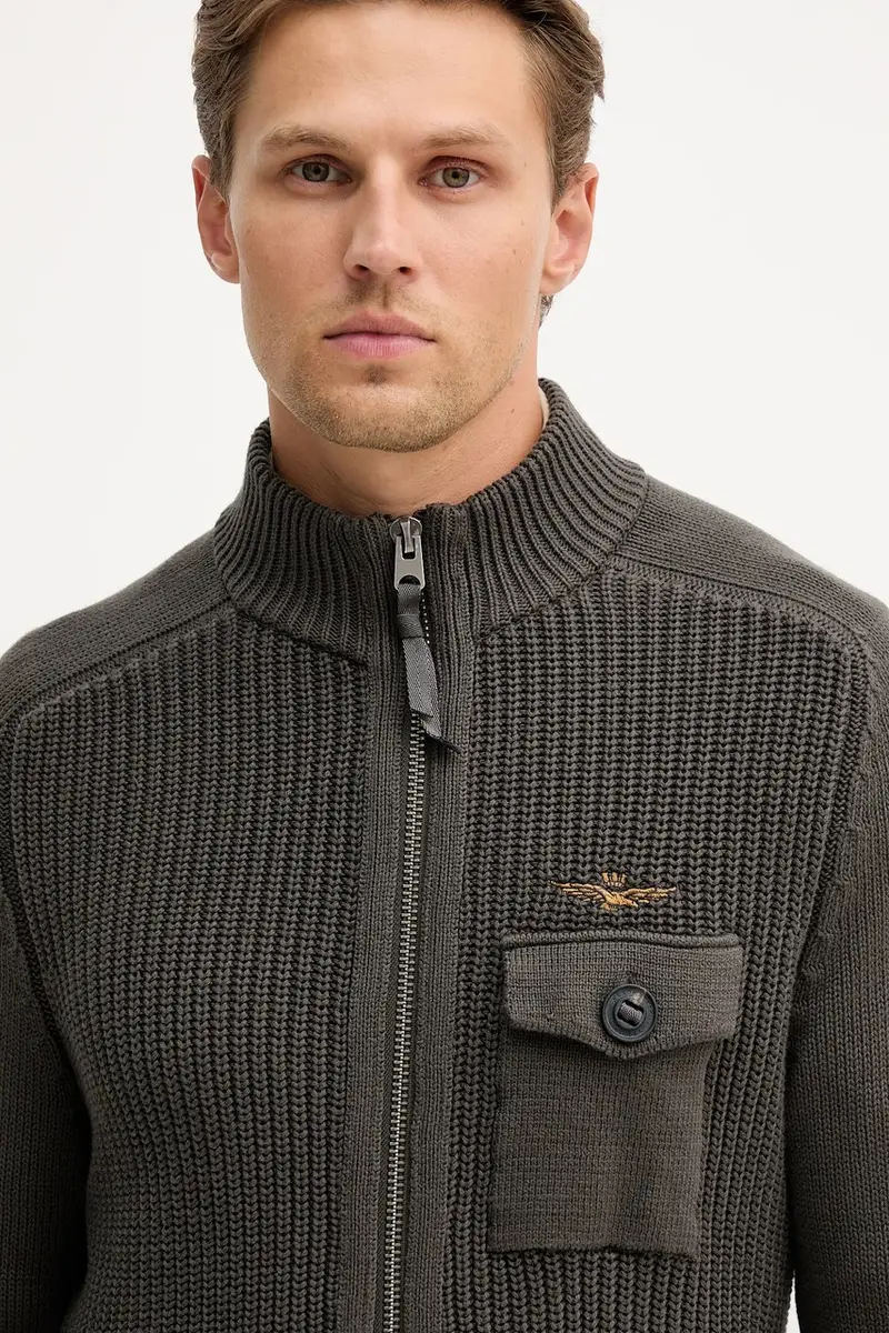 Aeronautica Militare Cardigan Uomo Grigio 3770143 miniatura 4