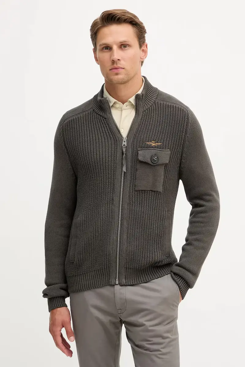 Aeronautica Militare Cardigan Uomo Grigio 3770143