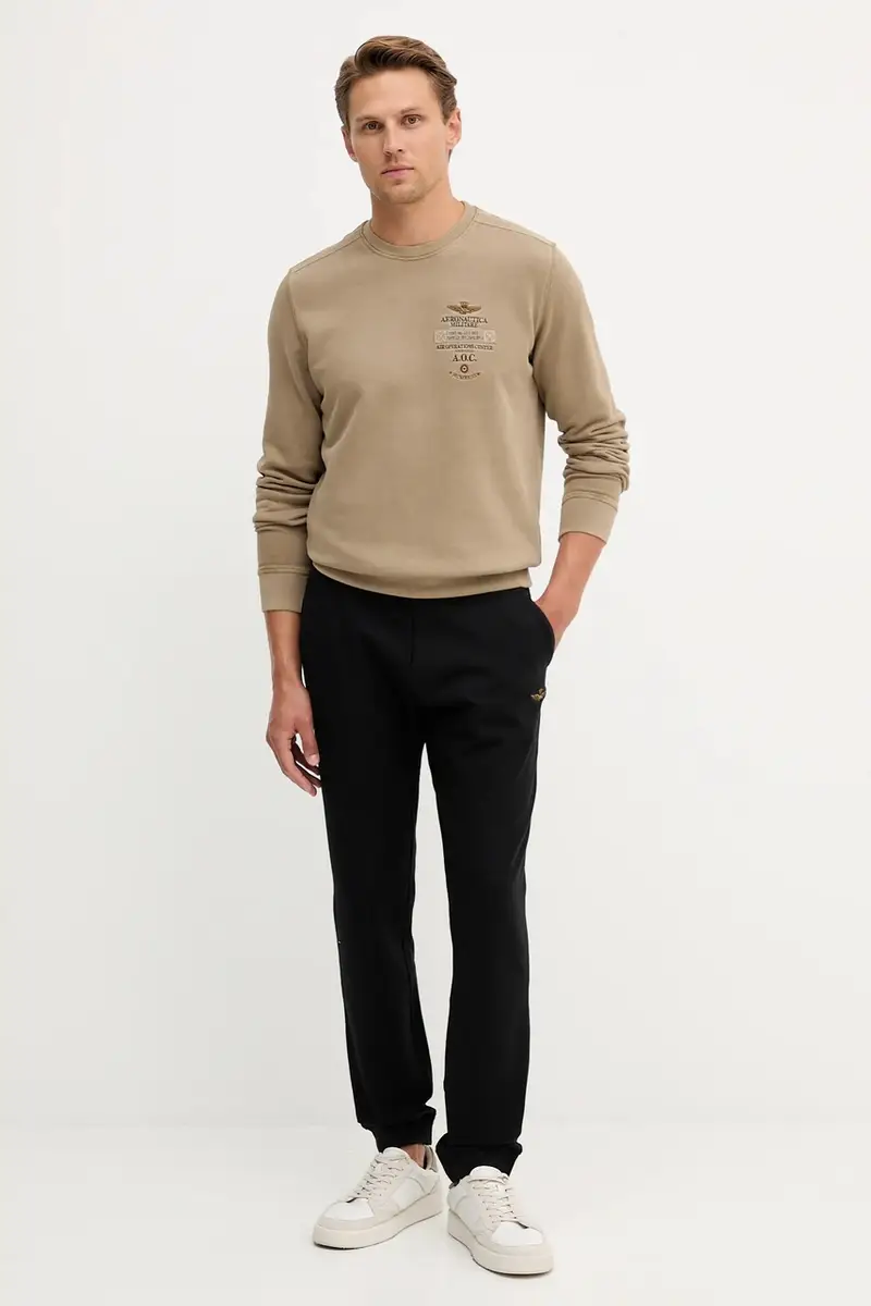 felpa in cotone uomo colore beige con applicazione FE2054UF00665 miniatura 2