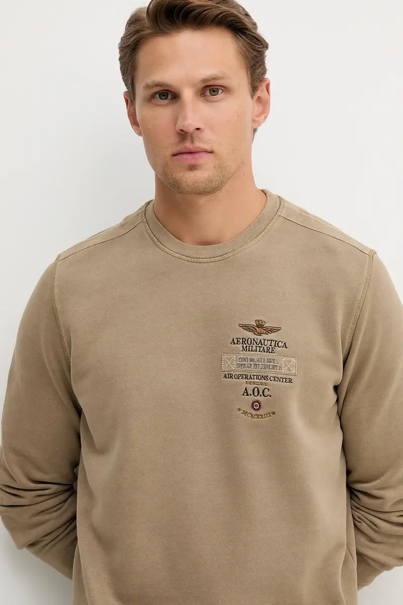 felpa in cotone uomo colore beige con applicazione FE2054UF00665 miniatura 4