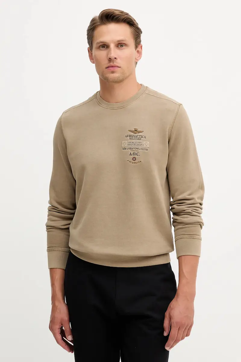 felpa in cotone uomo colore beige con applicazione FE2054UF00665