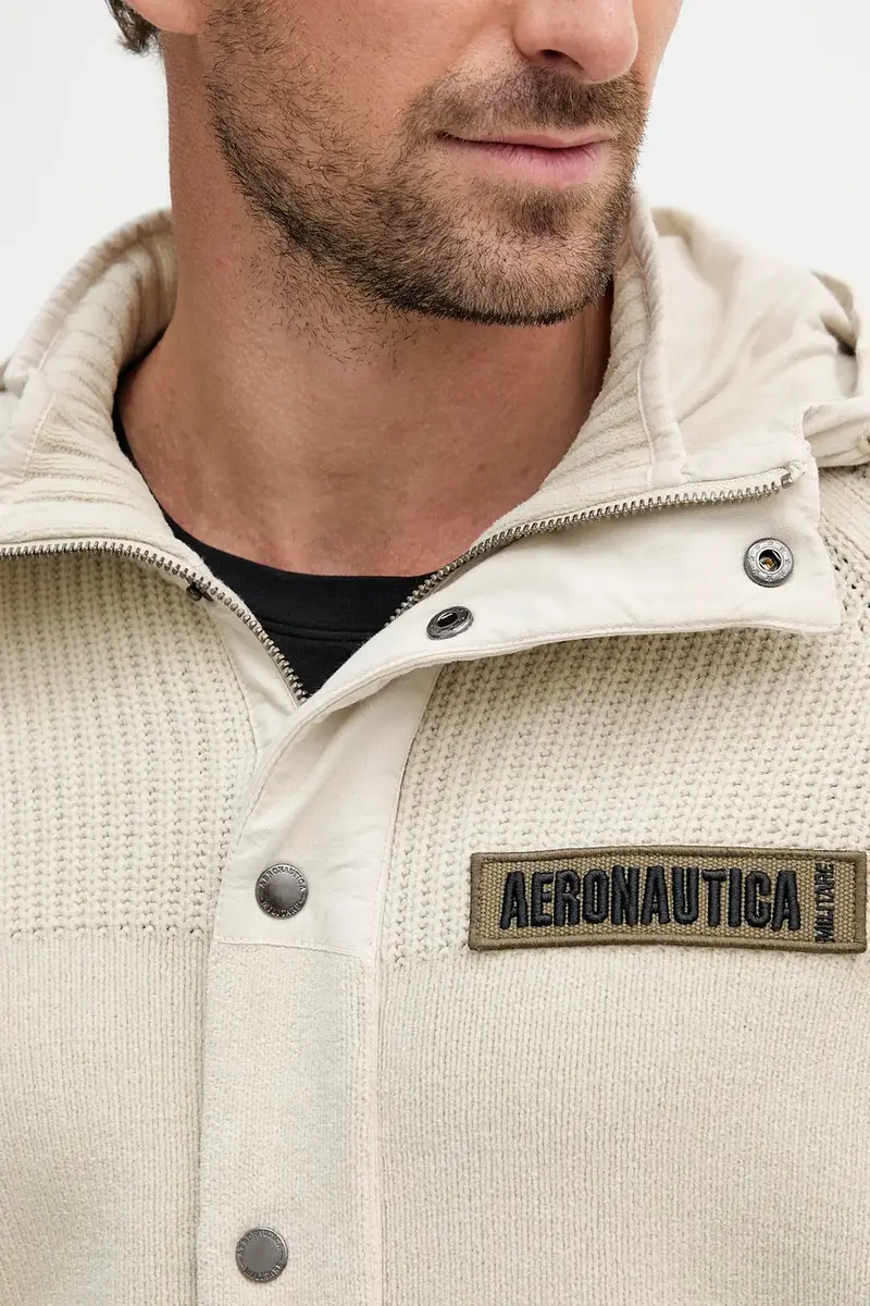 felpa in cotone uomo colore beige con cappuccio con applicazione MA1575UL00539 miniatura 5