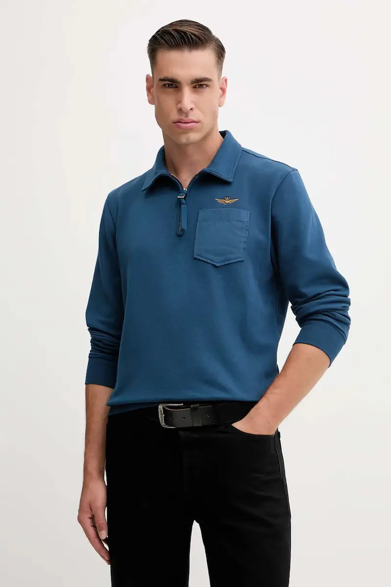 felpa uomo colore blu con applicazione FE2067UF00668