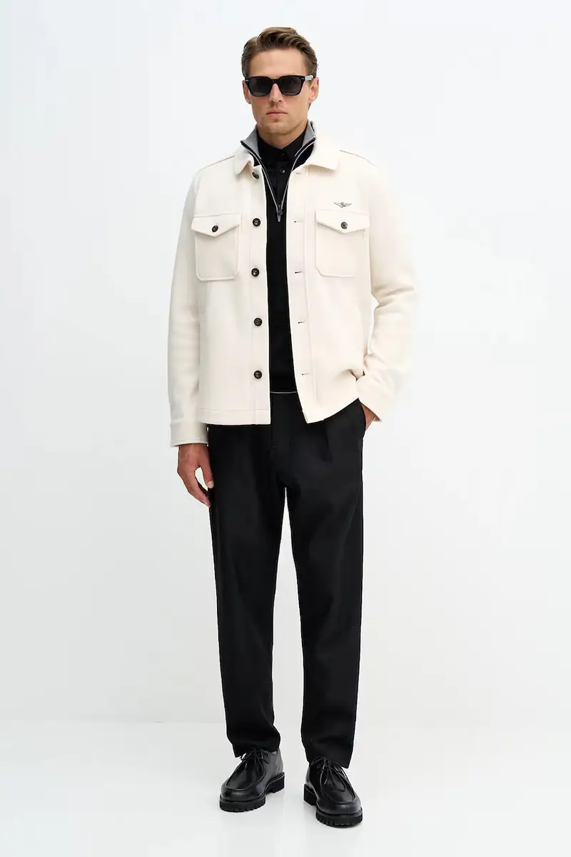 giacca camicia con aggiunta di cotone colore beige AC0035UL00902 miniatura 2