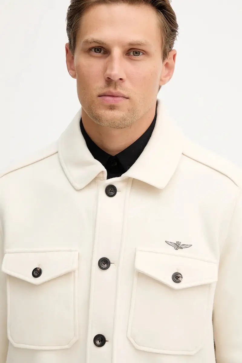 giacca camicia con aggiunta di cotone colore beige AC0035UL00902 miniatura 4