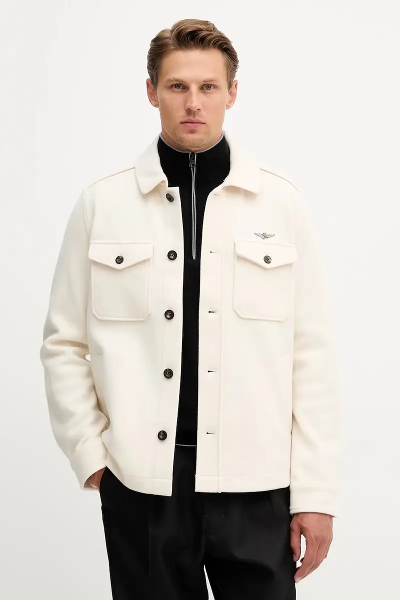 giacca camicia con aggiunta di cotone colore beige AC0035UL00902