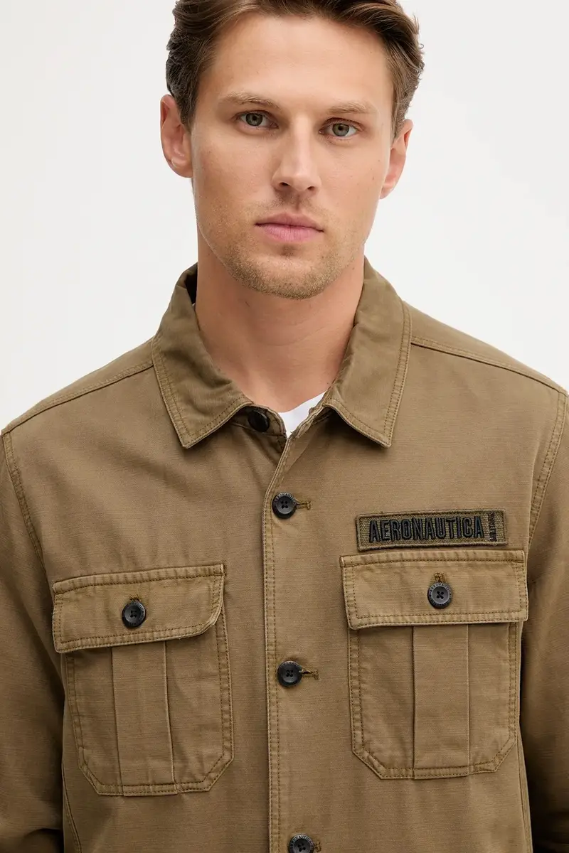 giacca-camicia di cotone colore verde AC0036UCT04233 miniatura 4