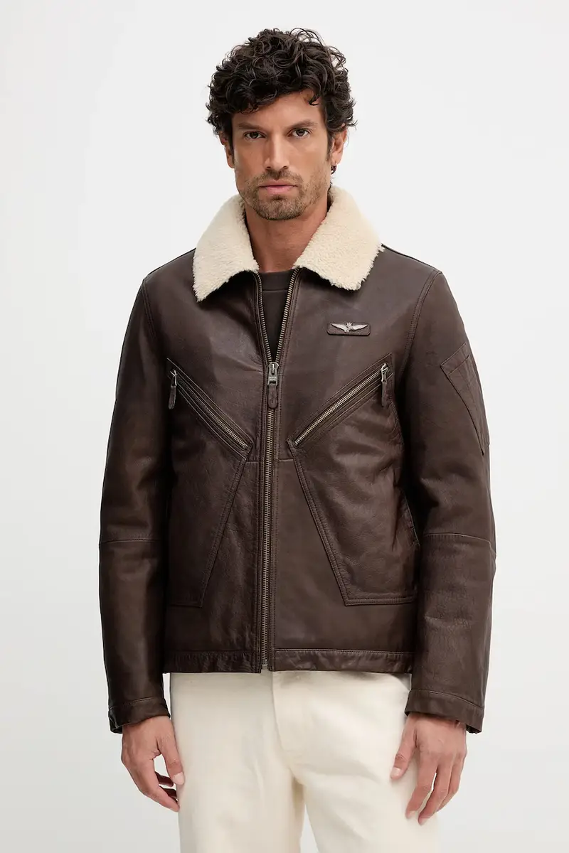 giacca in pelle colore marrone PN0960UPL00304