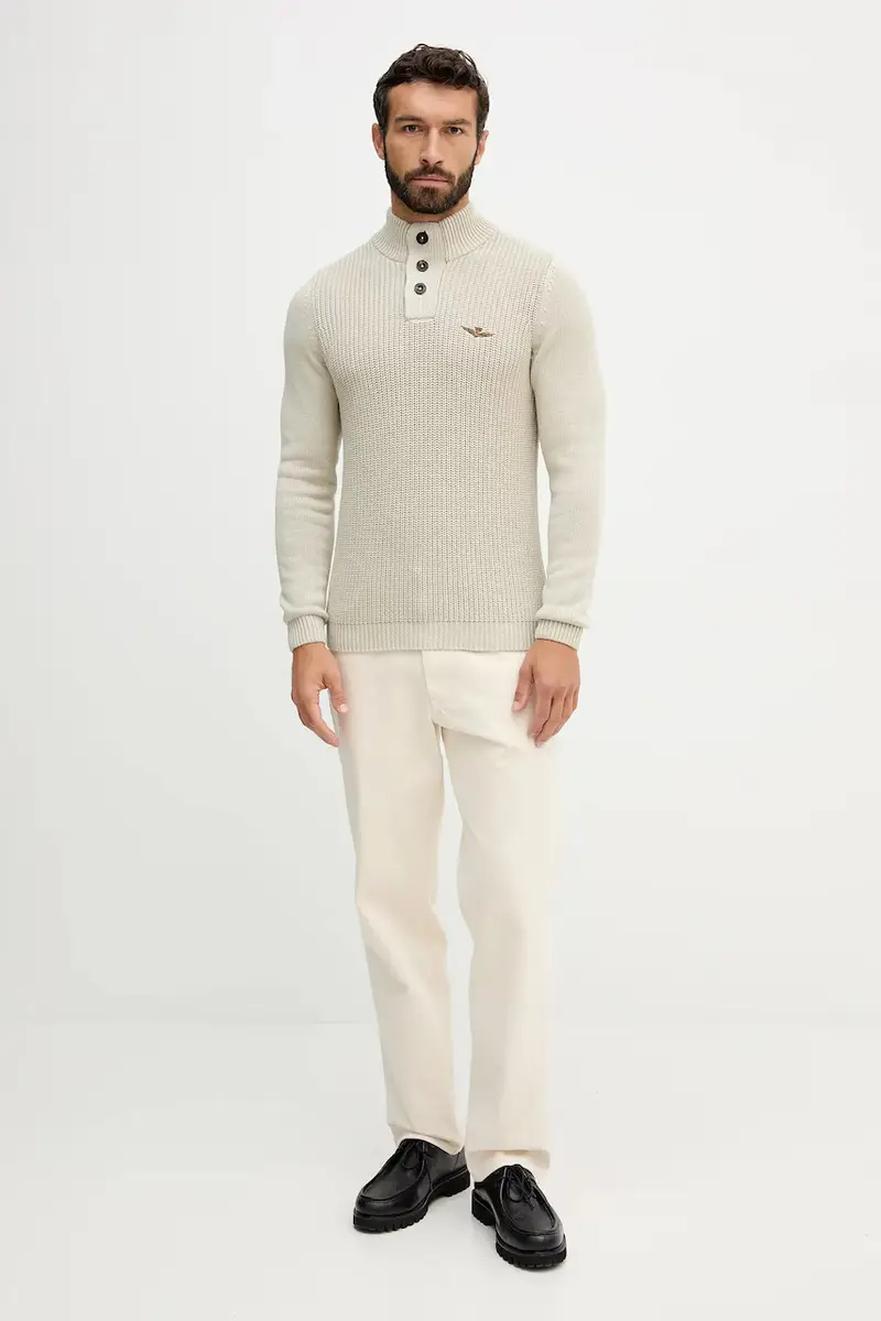 maglione in cotone uomo colore beige MA1572UL00409 miniatura 2