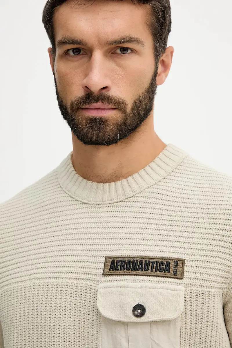 maglione in cotone uomo colore beige MA1573UL00539 miniatura 4