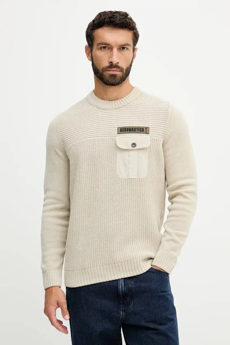 maglione in cotone uomo colore beige MA1573UL00539