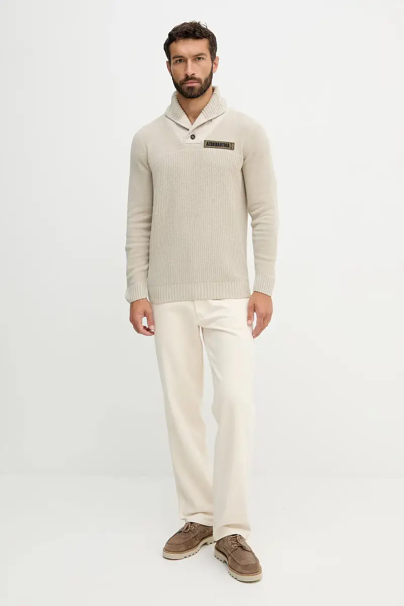 maglione in cotone uomo colore beige MA1574UL00539 miniatura 2