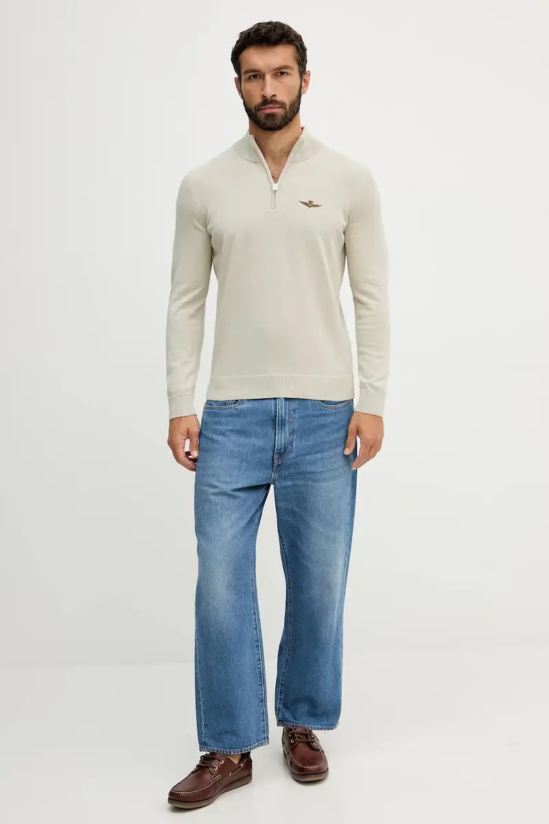 maglione in cotone uomo colore beige MA1578UL00506 miniatura 2