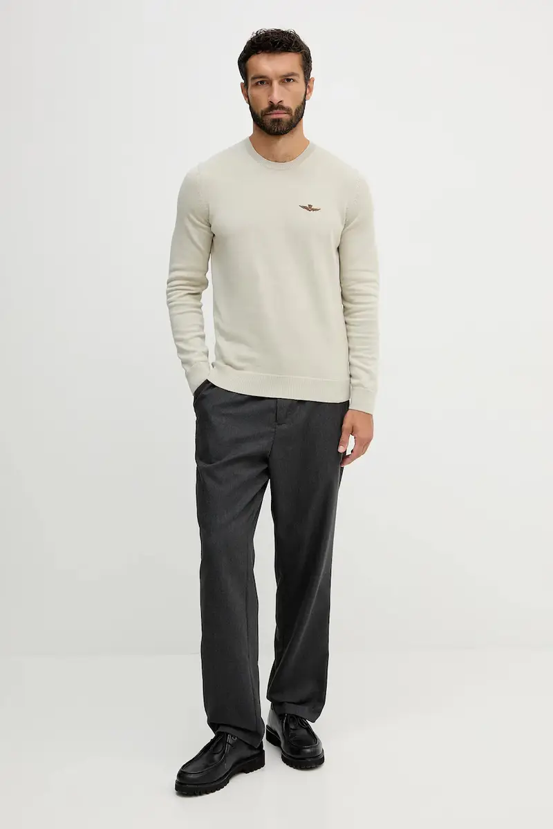 maglione in cotone uomo colore beige MA1611UL00506 miniatura 2