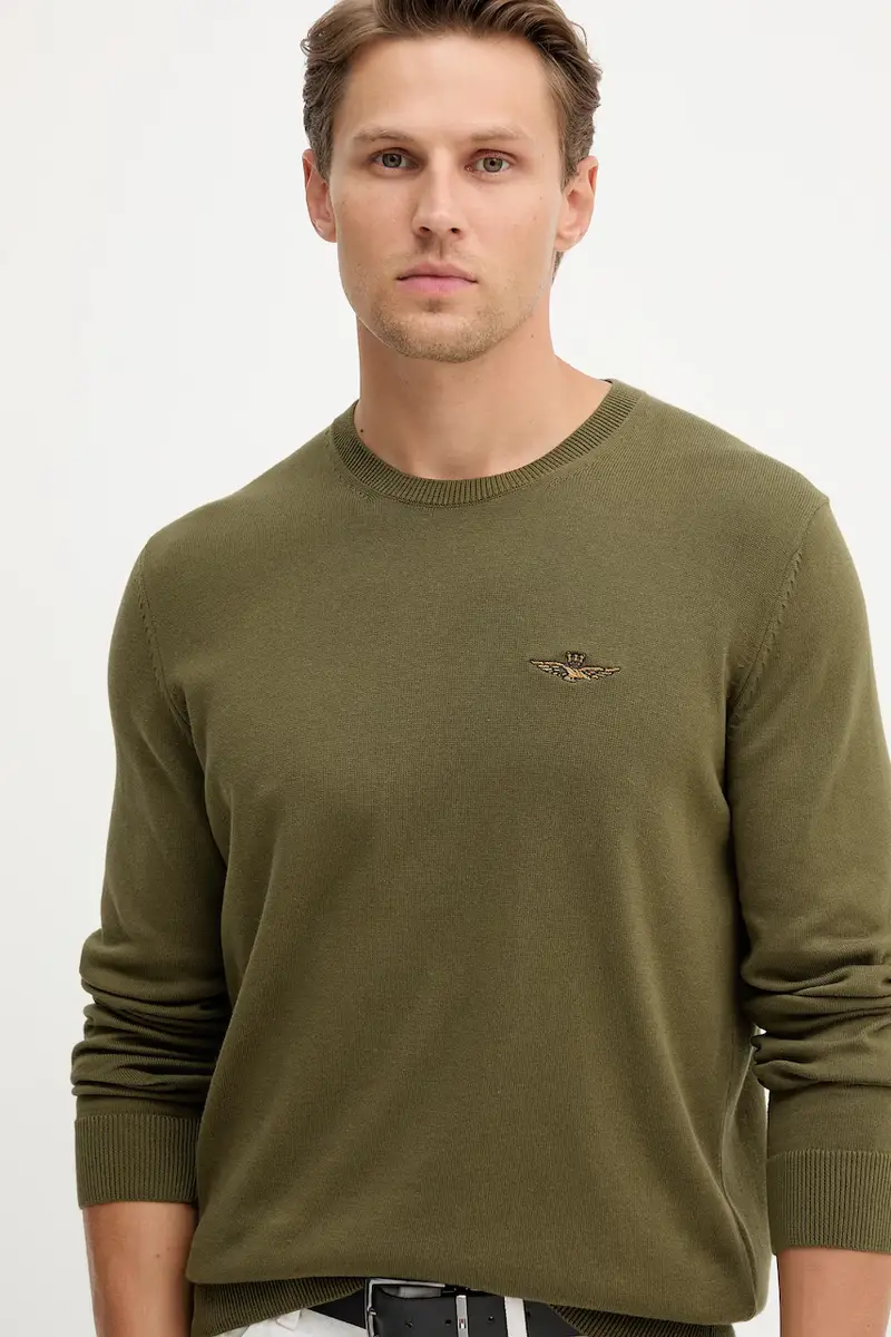 maglione in cotone uomo colore verde MA1611UL00506 miniatura 4