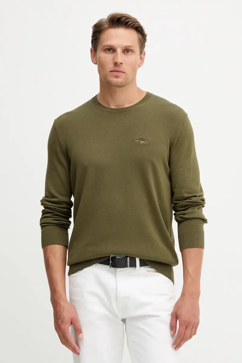 maglione in cotone uomo colore verde MA1611UL00506