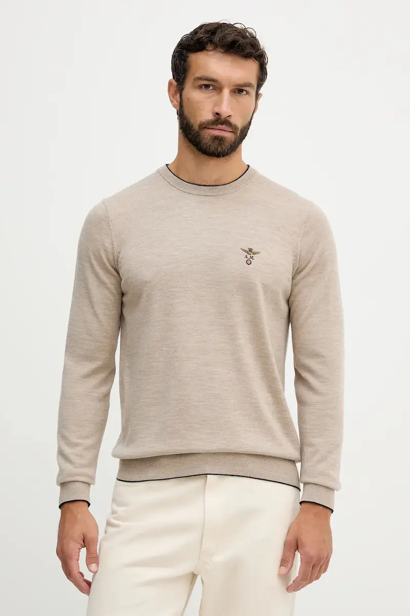maglione in lana uomo colore beige MA1567UL00415