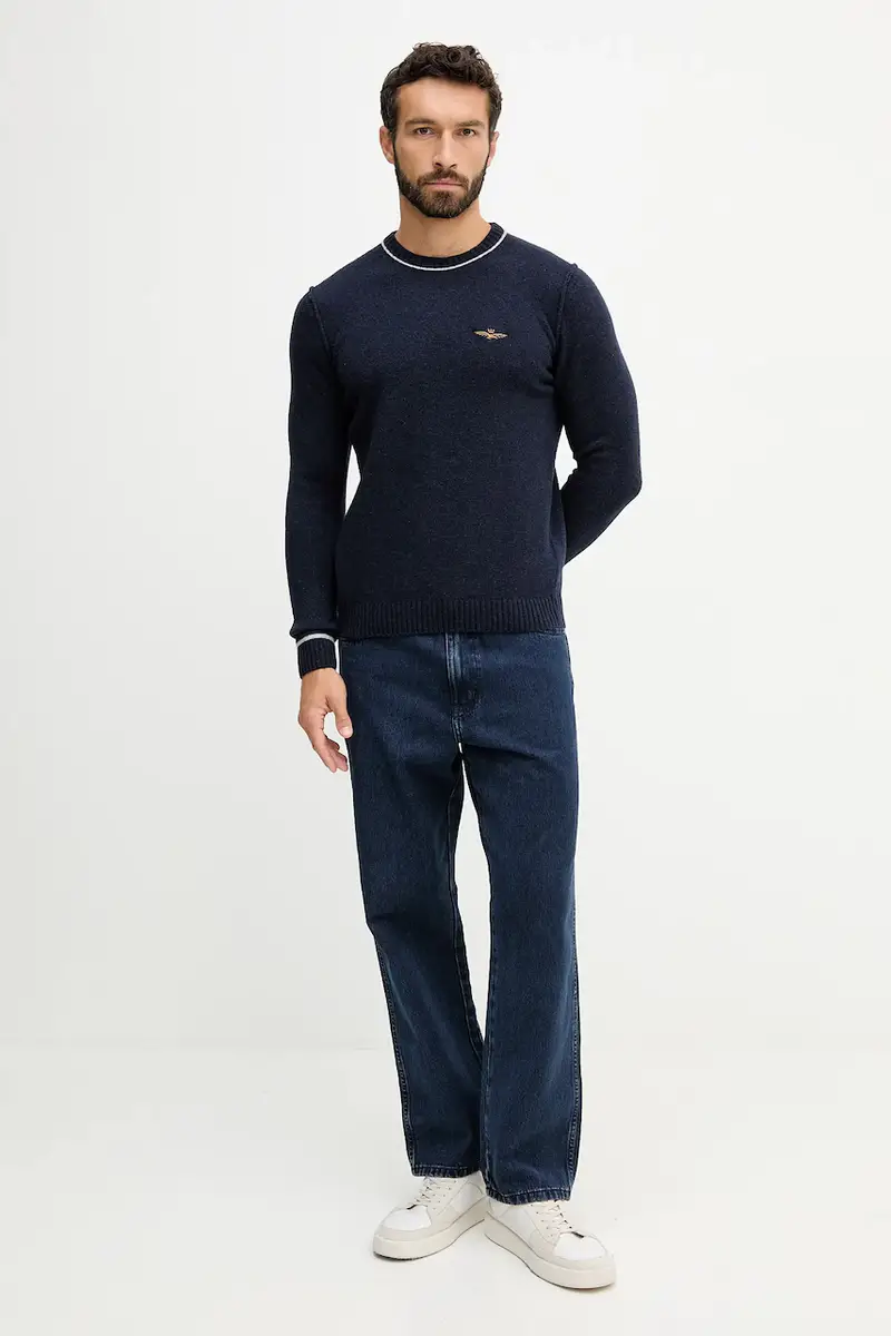 maglione in lana uomo colore blu navy MA1608UL00924 miniatura 2