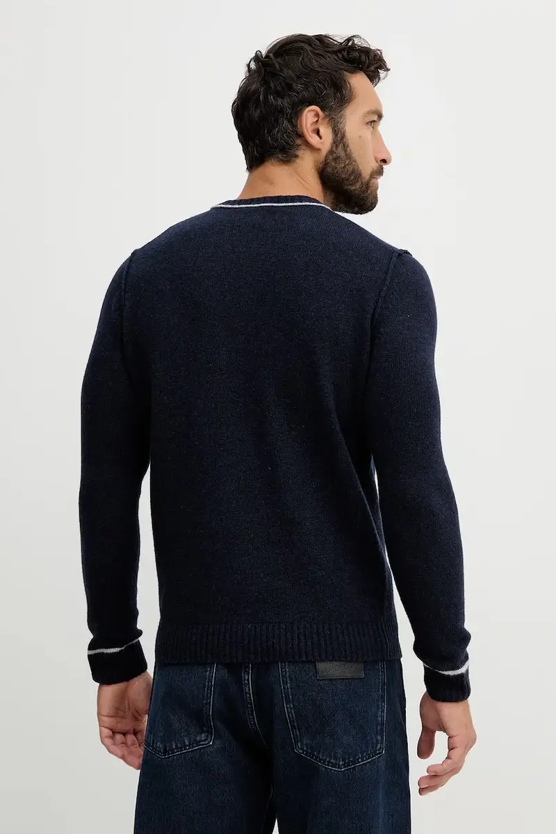 maglione in lana uomo colore blu navy MA1608UL00924 miniatura 3