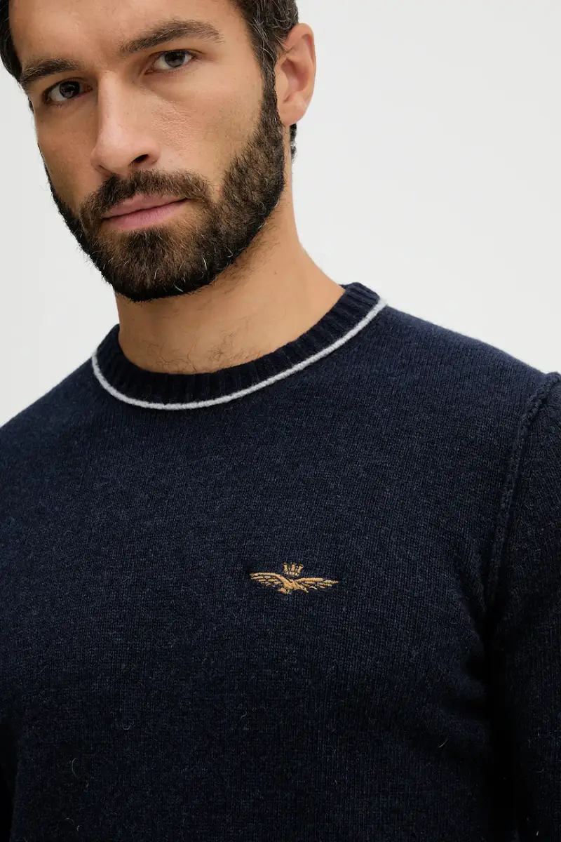 maglione in lana uomo colore blu navy MA1608UL00924 miniatura 4