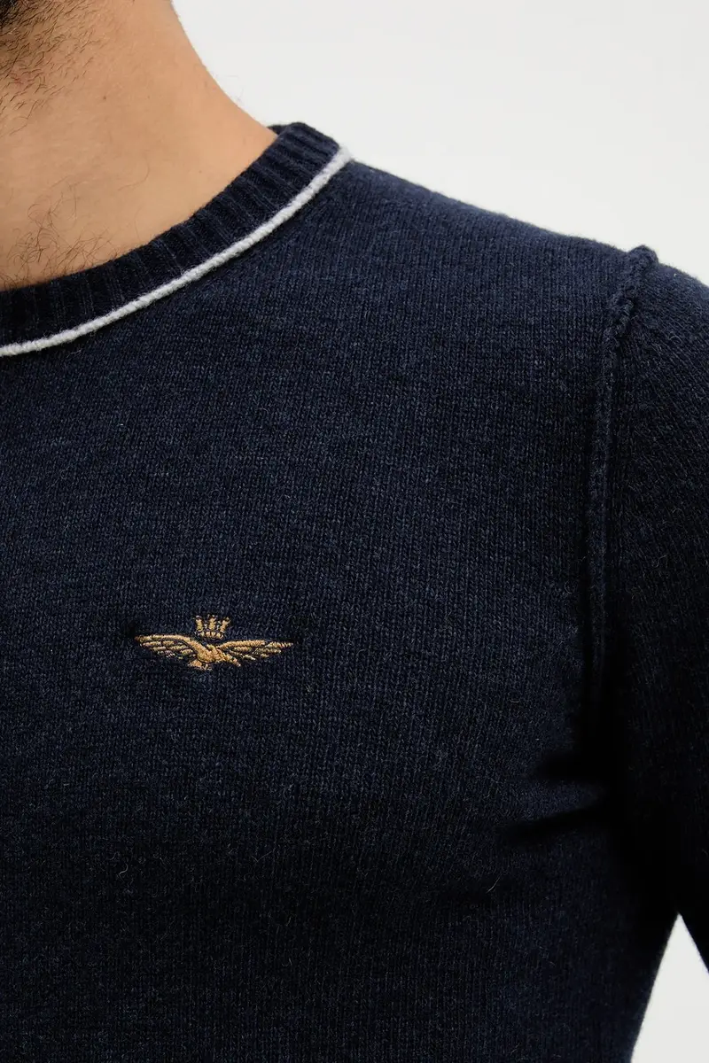 maglione in lana uomo colore blu navy MA1608UL00924 miniatura 5