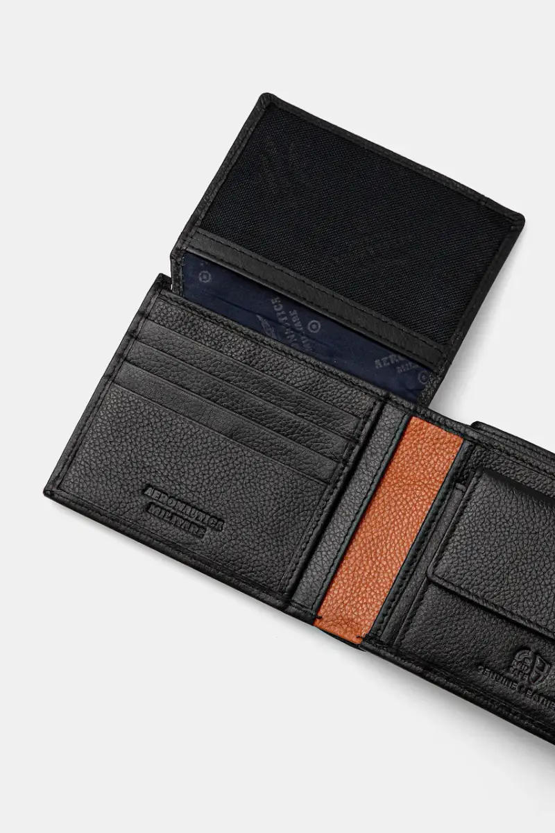 portafoglio in pelle uomo Nero miniatura 4