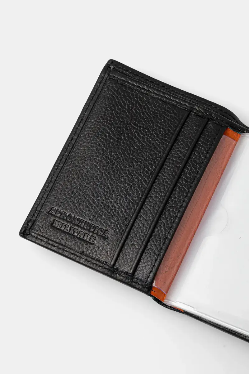 portafoglio in pelle uomo Nero miniatura 2