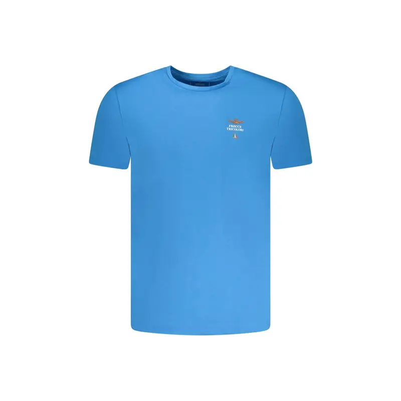 T-Shirt Maniche Corte Uomo Azzurra Stampa Azzurro