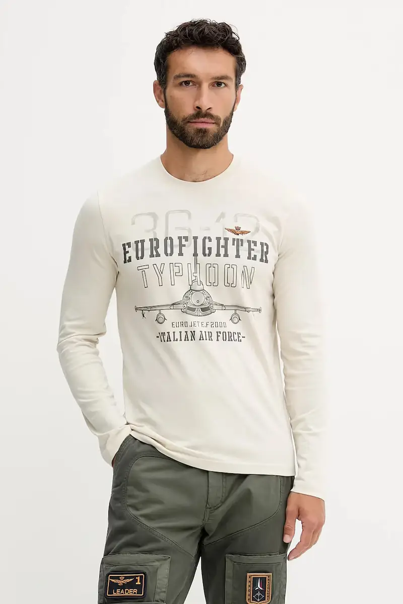 top a maniche lunghe in cotone colore beige TS2477UJ00641