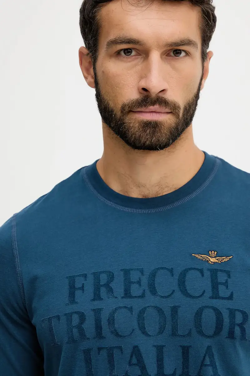 top a maniche lunghe in cotone colore blu TS2469UJ00703 miniatura 3