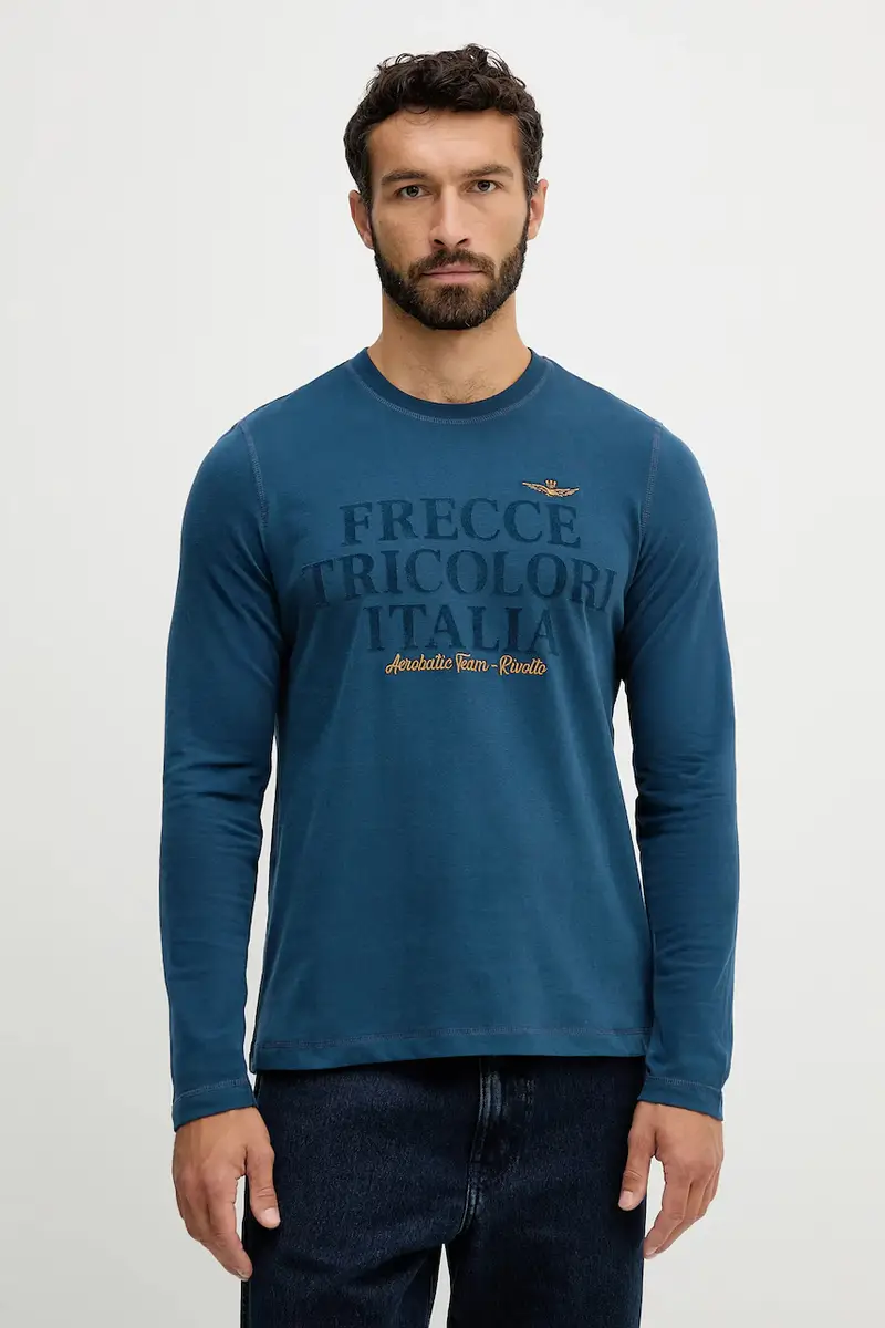 top a maniche lunghe in cotone colore blu TS2469UJ00703