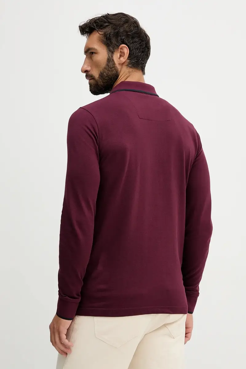 top a maniche lunghe in cotone colore granata con applicazione PO1653UP00082 miniatura 3