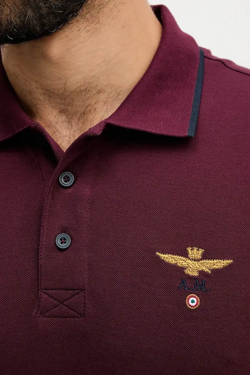 top a maniche lunghe in cotone colore granata con applicazione PO1653UP00082 miniatura 5