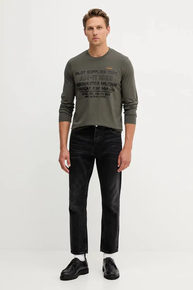 top a maniche lunghe in cotone colore grigio con applicazione TS2484UJ00641 miniatura 2